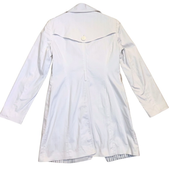 Nine West White Cotton Trench Coat Size 8 Medium Vintage Long Sleeves Jacket - Picture 7 of 10